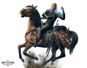 Картинка видео+игры the+witcher+3 +wild+hunt ведьмак лошадь мечи голова монстр всадник