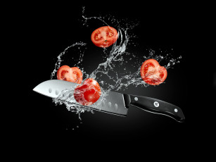 Картинка еда помидоры вода нож
