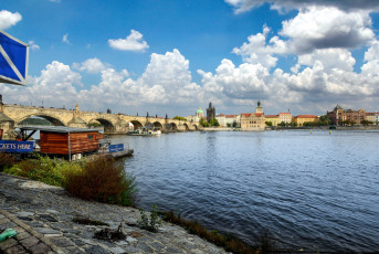 Картинка города прага+ Чехия мост влтава река