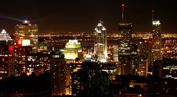 обоя города, монреаль , канада, огни, вечер, панорама