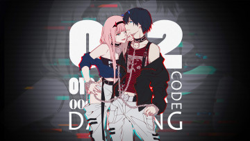 обоя аниме, darling in the frankxx, пара