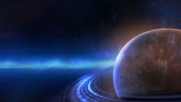 Картинка космос сатурн свечение звезды планета кольца