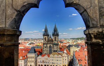 Картинка города прага+ Чехия панорама башни