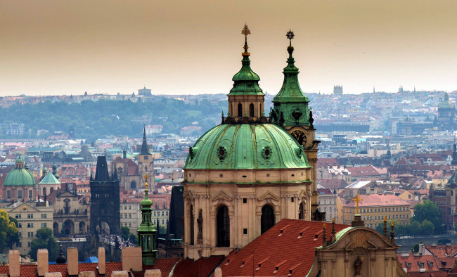 Обои картинки фото города, прага , Чехия, панорама, башни