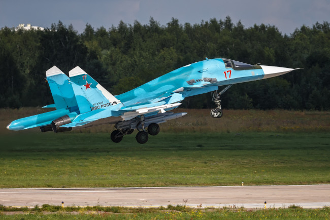 Обои картинки фото su-34 tactical bomber, авиация, боевые самолёты, россия, ввс