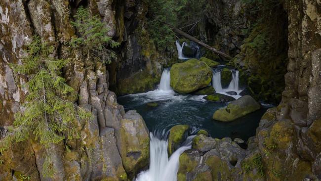 Обои картинки фото basalt columns and waterfalls, central oregon, природа, водопады, basalt, columns, and, waterfalls, central, oregon