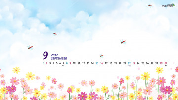 Картинка календари рисованные векторная графика стрекозы цветы космея