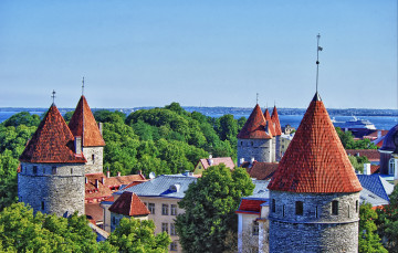 обоя города, таллин, эстония, панорама, дома, крыши