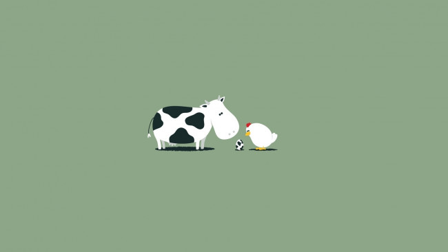 Обои картинки фото рисованные, минимализм, яйцо, курица, корова