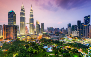Картинка города куала-лумпур+ малайзия мегаполис небоскрёбы куала-лумпур ночь
