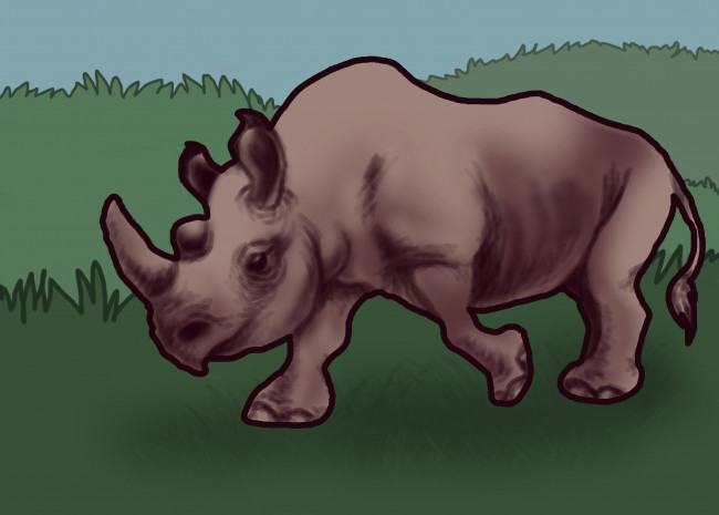 Обои картинки фото рисованное, животные,  носороги, носорог
