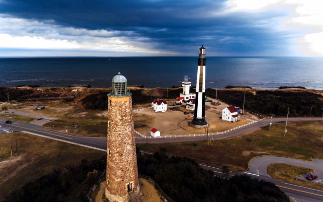 Обои картинки фото cape henry lighthouse, virginia beach, us, природа, маяки, cape, henry, lighthouse, virginia, beach