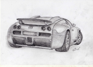 Картинка bugatti veyron автомобили рисованные злобин карандаш рисунок