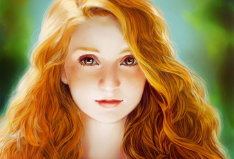 Картинка рисованные люди взгляд глаза волосы рыжая лицо девочка