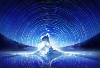 Картинка аниме vocaloid девочка шар вода звезды hatsune miku