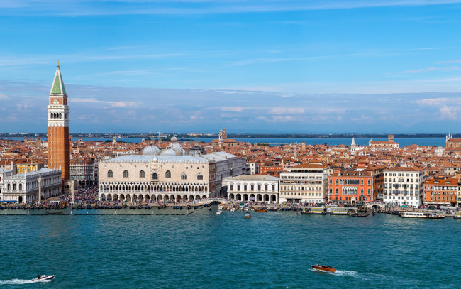 Обои картинки фото города, венеция , италия, город, панорама, небо