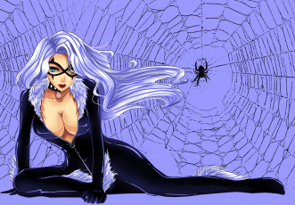 Картинка рисованное комиксы униформа фон девушка взгляд паук паутина
