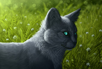 Картинка рисованное животные +коты природа by taliy4h кошка цветы