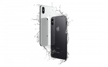 Картинка бренды iphone тонкий смартфон x в каплях воды на белом фоне
