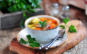 Картинка еда первые+блюда овощи миска суп петрушка