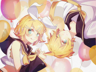 Картинка аниме vocaloid девушка двое лен рин