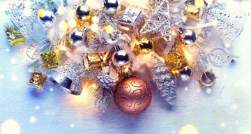 Картинка праздничные -+разное+ новый+год шарики колокольчики шишки