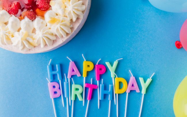 Обои картинки фото праздничные, день рождения, торт, свечи, надпись