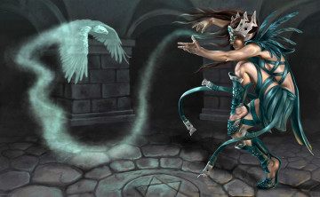 Картинка фэнтези маги +волшебники девушка шаманка дух орел