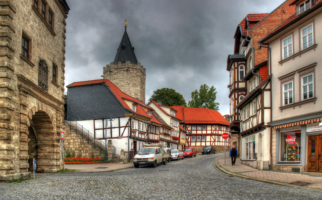 Обои картинки фото германия, тюрингия, мюльхаузен, города, улицы, площади, набережные, улица, дома