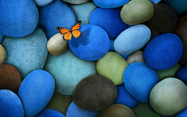 Обои картинки фото разное, компьютерный, дизайн, камни, бабочка
