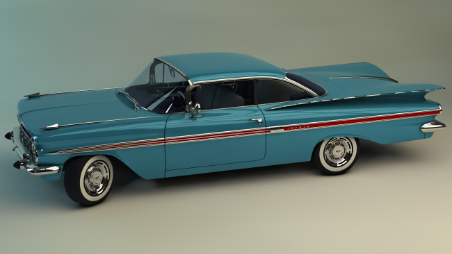 Обои картинки фото автомобили, 3д, impala, 1959, chevrolet