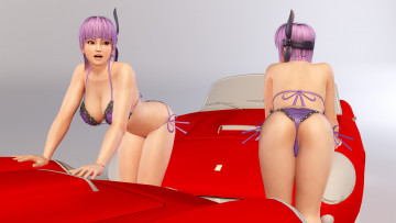 Картинка 3д+графика аниме+ anime девушки взгляд фон автомобили