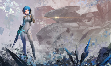 Картинка аниме оружие +техника +технологии девушка корабль reisun001 арт