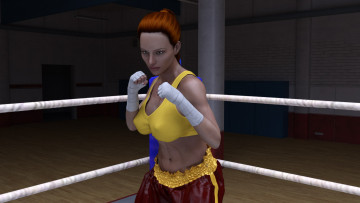 Картинка 3д+графика спорт+ sport фон бокс ринг взгляд девушка