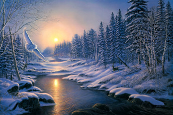обоя james, meger, рисованные, природа, зима, пейзаж