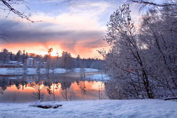 Картинка природа зима пейзаж водоём