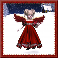 Картинка 3д графика angel ангел домик снег зима
