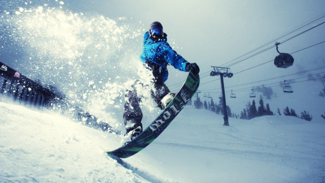 Обои картинки фото спорт, сноуборд, гора, снег