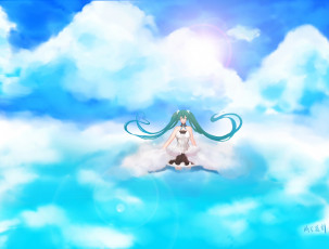 Картинка аниме vocaloid вокалоид девушка небо