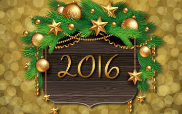 обоя праздничные, векторная графика , новый год, xmas, new, year, happy, 2016, елка, украшения, шары, новый, год, рождество, golden, balls, decoration