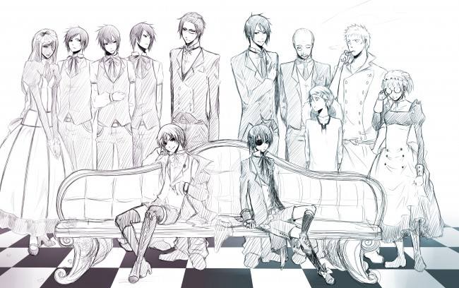 Обои картинки фото аниме, kuroshitsuji, слуги, тёмный, дворецкий, себастьян, сиэль