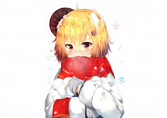 Картинка аниме зима +новый+год +рождество huaimeng