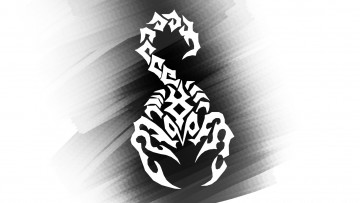 Картинка рисованное минимализм тату Черно - белое скорпион