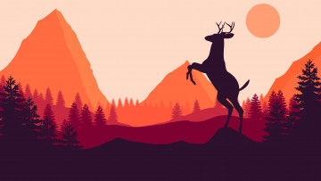 Картинка векторная+графика животные+ animals горы олень