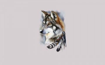 Картинка рисованное минимализм морда перья волк