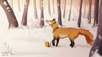 Картинка рисованные животные лисы лиса лес