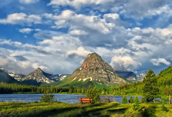 Картинка glacier national park природа реки озера озеро горы облака пейзаж