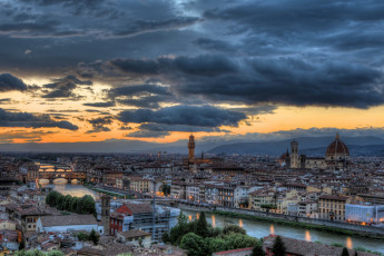 Картинка флоренция италия города ночь огни собор