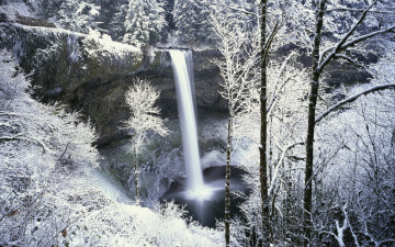 обоя зимний, водопад, природа, водопады, фотоюг
