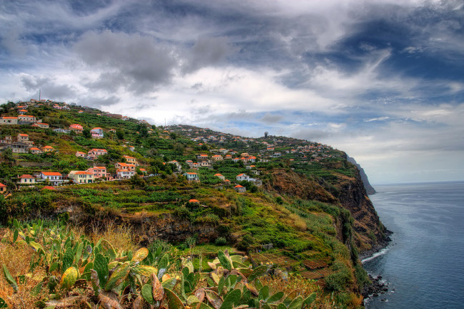 Обои картинки фото португалия, остров, madeira, ribeira, brava, города, пейзажи, море, дома, берег